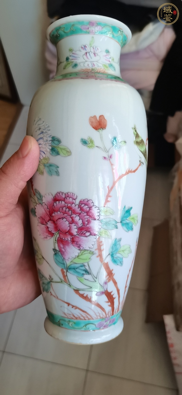 古玩陶瓷花鳥紋粉彩瓶真品鑒賞圖