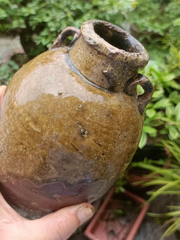 古玩陶瓷唐代褐釉雙系罐拍賣,當前價格299元