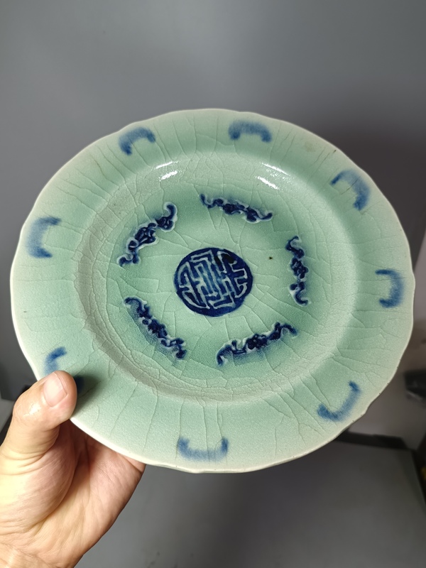 古玩陶瓷清代中期五福同壽大盤拍賣,當前價格700元