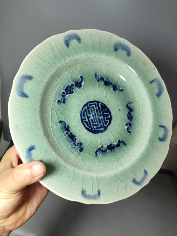 古玩陶瓷清代中期五福同壽大盤拍賣,當前價格700元