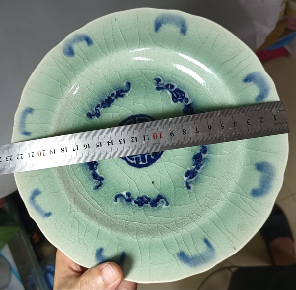 古玩陶瓷清代中期五福同壽大盤拍賣,當前價格700元