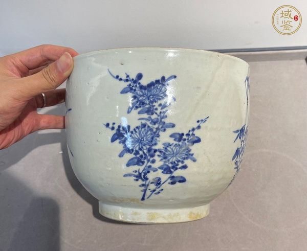 古玩陶瓷青花梅蘭竹菊四君子青花蓋缸真品鑒賞圖