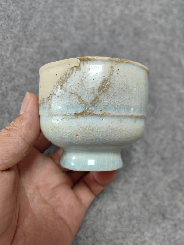 古玩陶瓷南宋-湖田窯高足杯拍賣,當(dāng)前價(jià)格800元