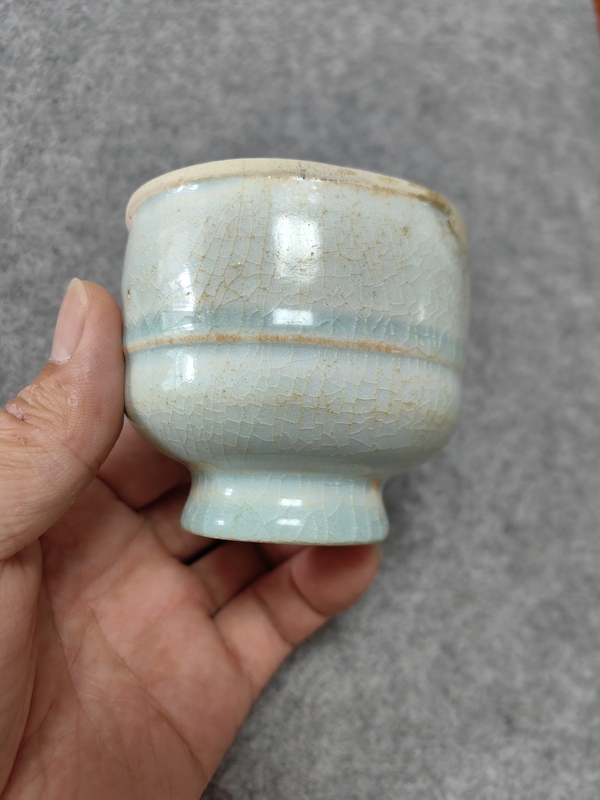 古玩陶瓷南宋-湖田窯高足杯拍賣,當(dāng)前價(jià)格800元