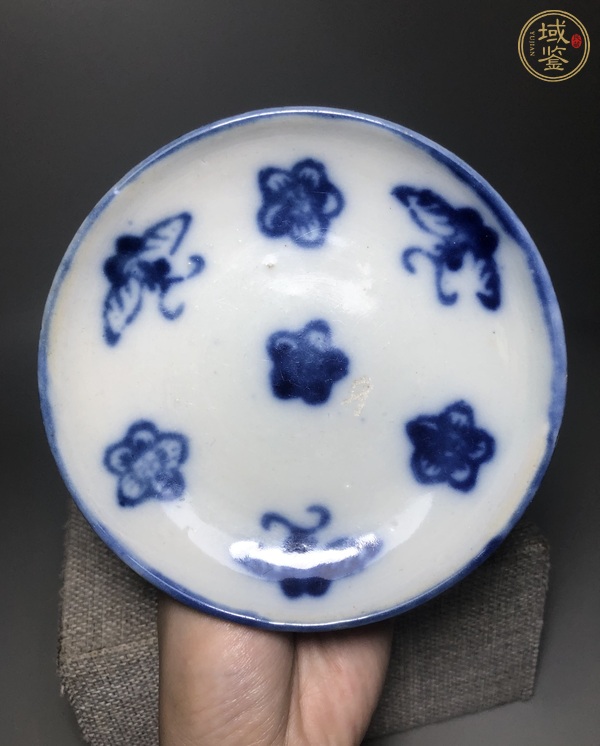 古玩陶瓷青花蝴蝶花卉紋高足貢盤真品鑒賞圖