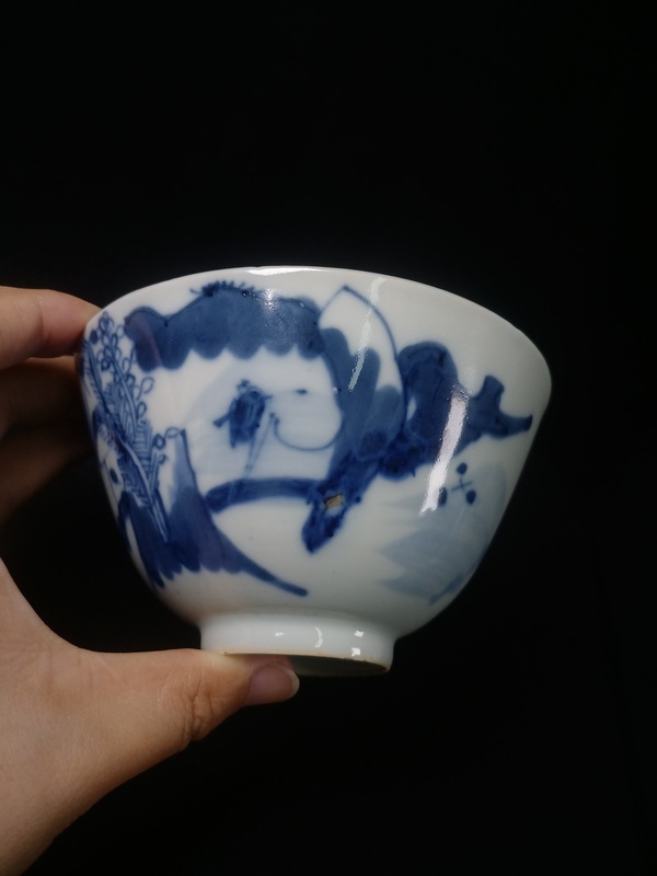 古玩陶瓷樵漁耕讀山水紋青花蓋杯拍賣,當(dāng)前價格1088元