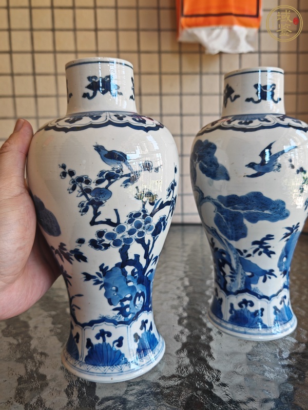 古玩陶瓷青花花鳥紋雞腿瓶真品鑒賞圖