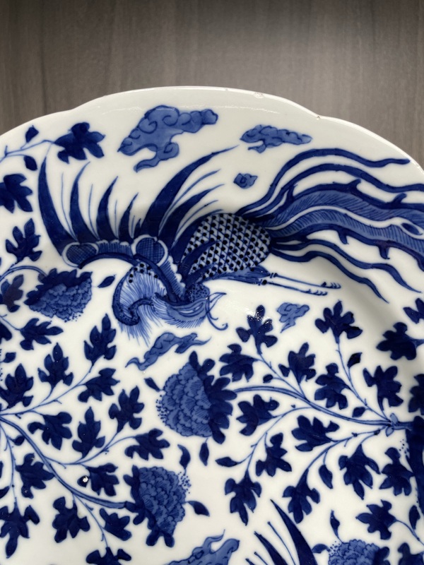 古玩陶瓷清道光 青花鸞鳳和鳴紋花口盤(二級官)拍賣,當前價格3800元