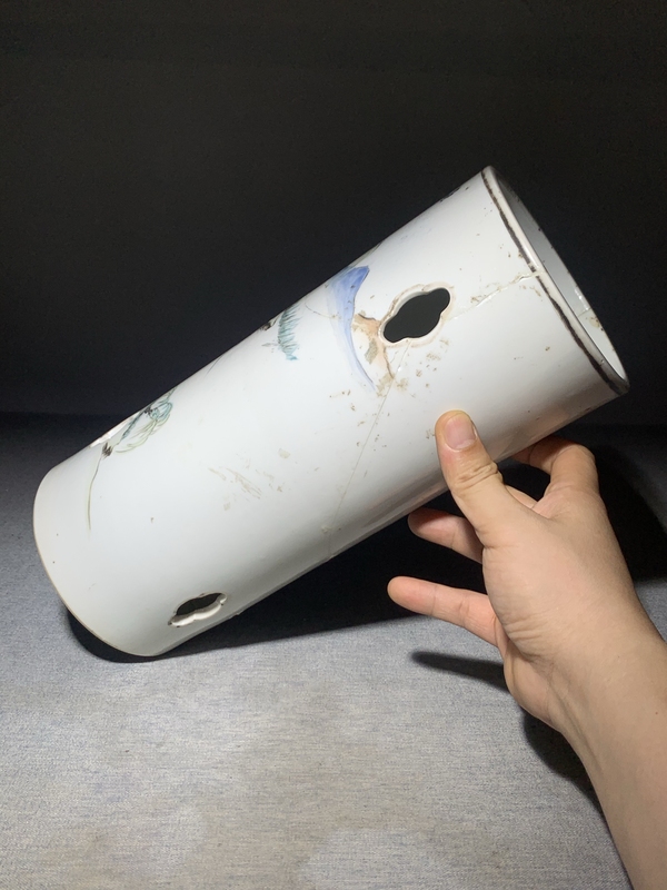 古玩陶瓷汪照黎淺絳彩漁樵耕讀圖帽筒拍賣,當前價格1000元
