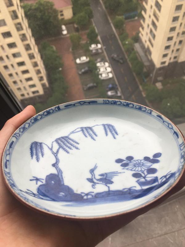 古玩陶瓷(主頁鬼市更多)清康熙洞石花鳥紋青花小賞盤拍賣,當前價格1100元