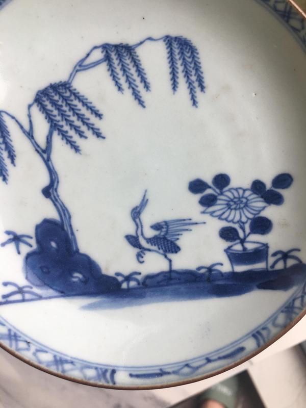 古玩陶瓷(主頁鬼市更多)清康熙洞石花鳥紋青花小賞盤拍賣,當前價格1100元