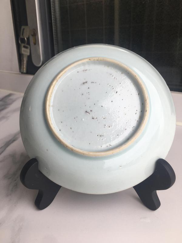 古玩陶瓷(主頁鬼市更多)清康熙洞石花鳥紋青花小賞盤拍賣,當前價格1100元