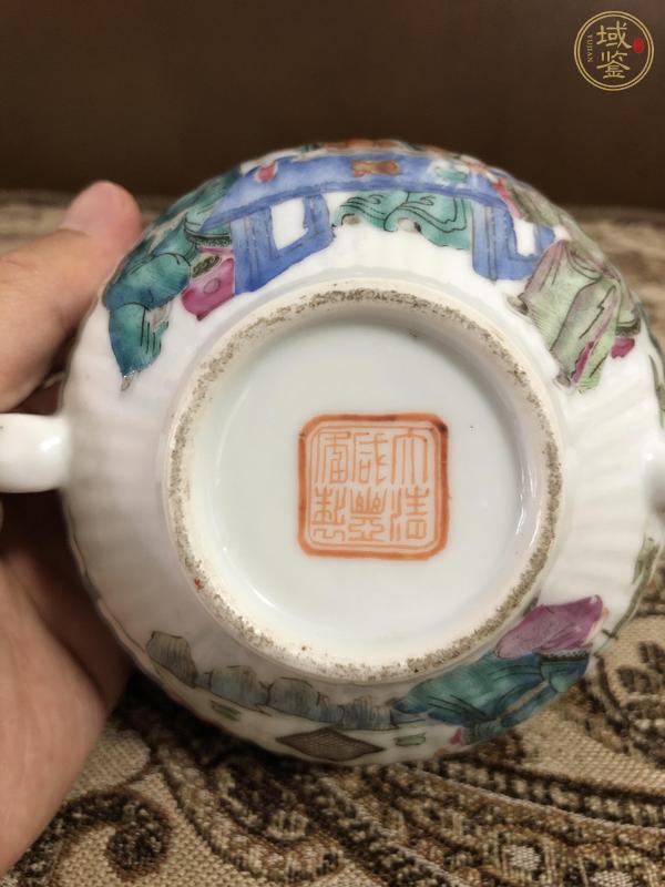 古玩陶瓷粉彩人物故事紋茶杯真品鑒賞圖