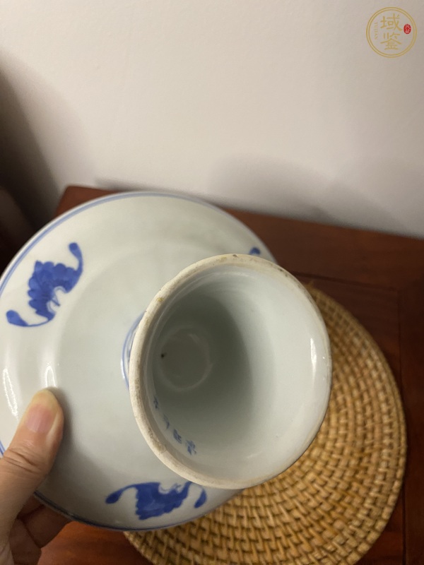 古玩陶瓷光緒青花花鳥紋高足盤真品鑒賞圖