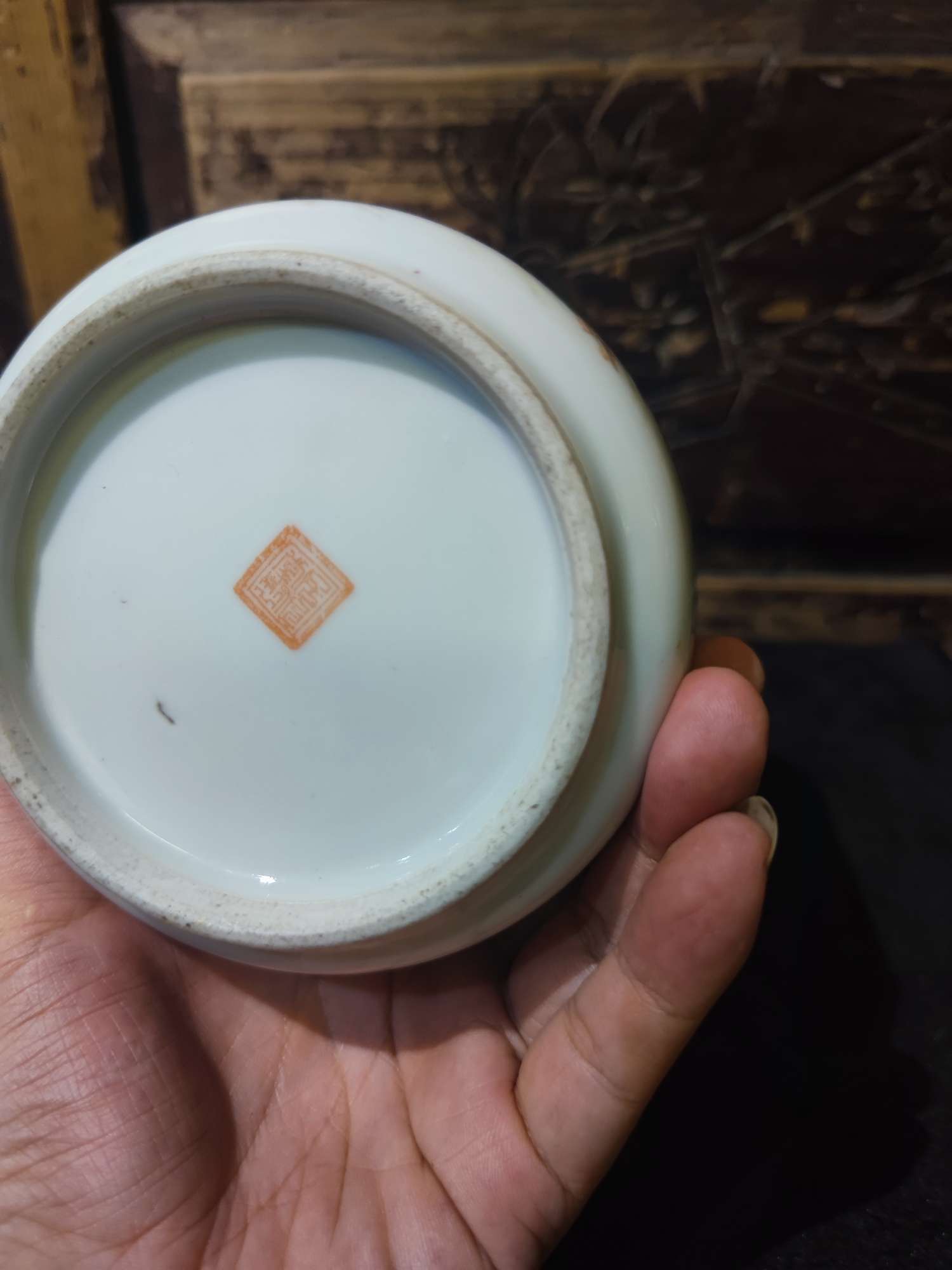 中国 粉彩 漢詩花鳥文 香炉 C 6650