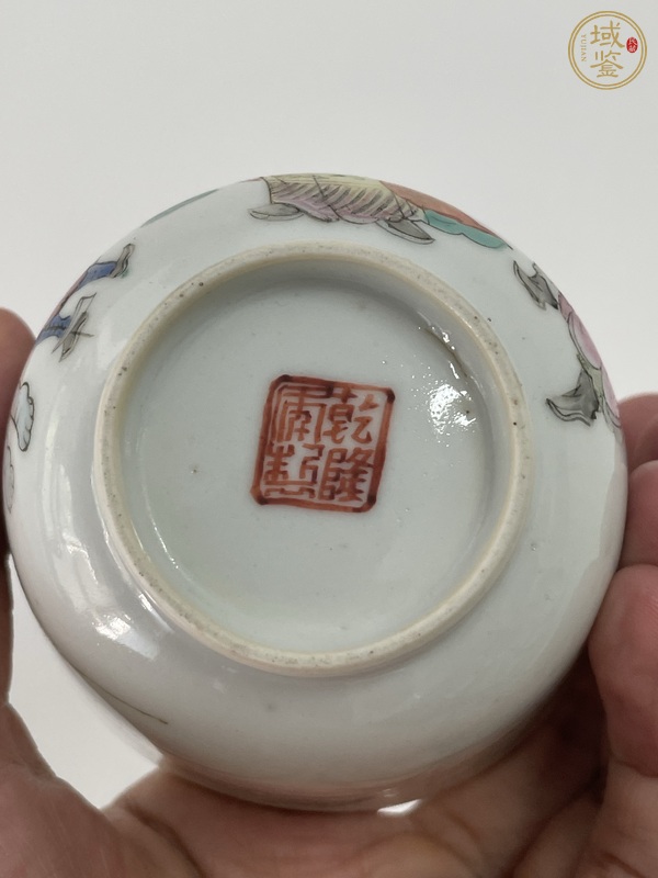 古玩陶瓷粉彩人物故事茶圓真品鑒賞圖