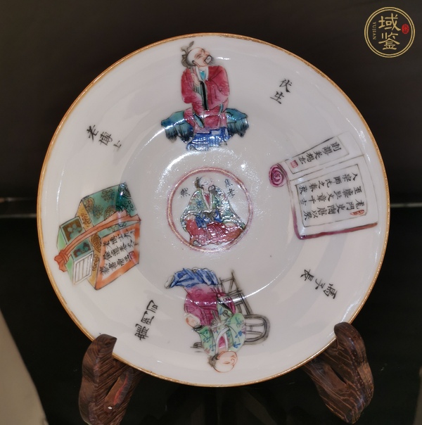 古玩陶瓷粉彩無(wú)雙譜人物蓋碗真品鑒賞圖