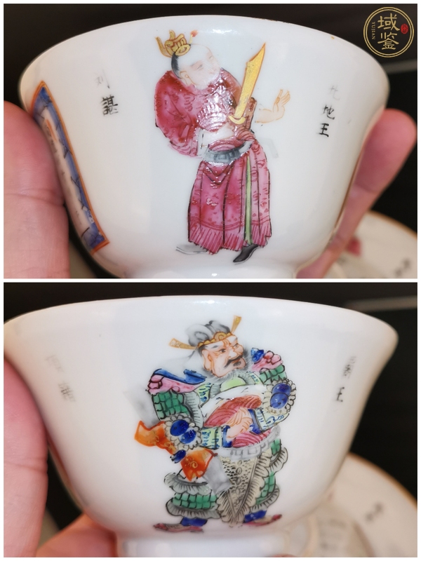 古玩陶瓷粉彩無(wú)雙譜人物蓋碗真品鑒賞圖