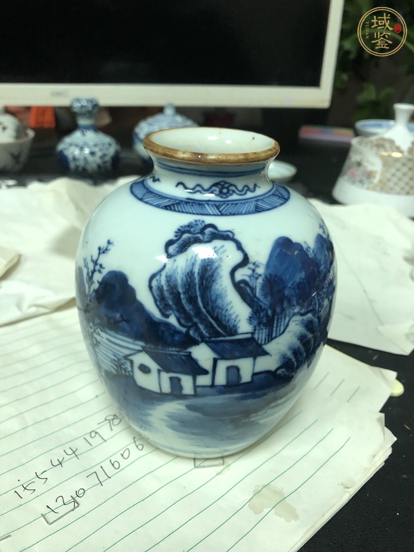 古玩陶瓷青花石榴尊真品鑒賞圖