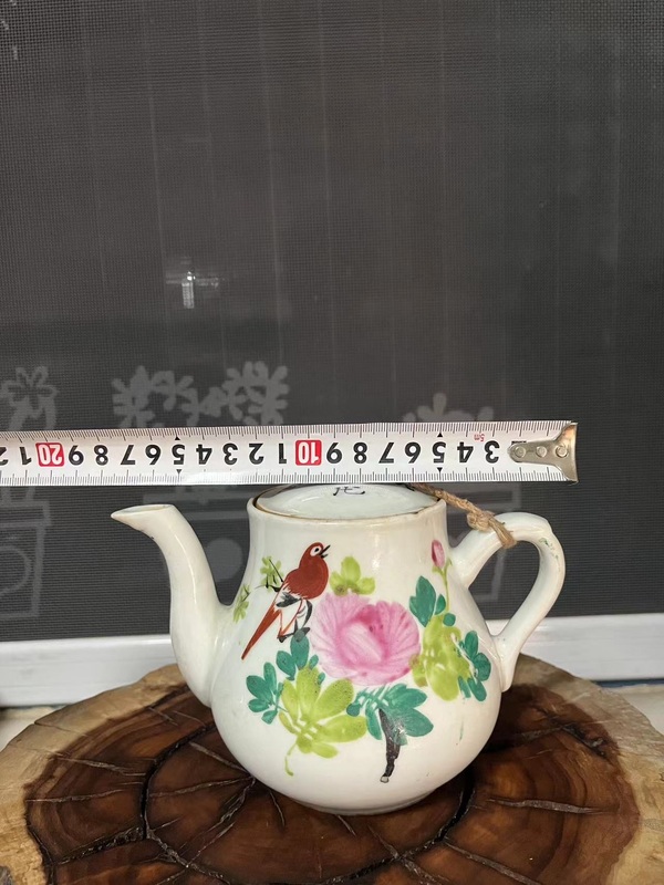 古玩陶瓷民國淺絳彩花鳥紋執壺拍賣,當前價格188元