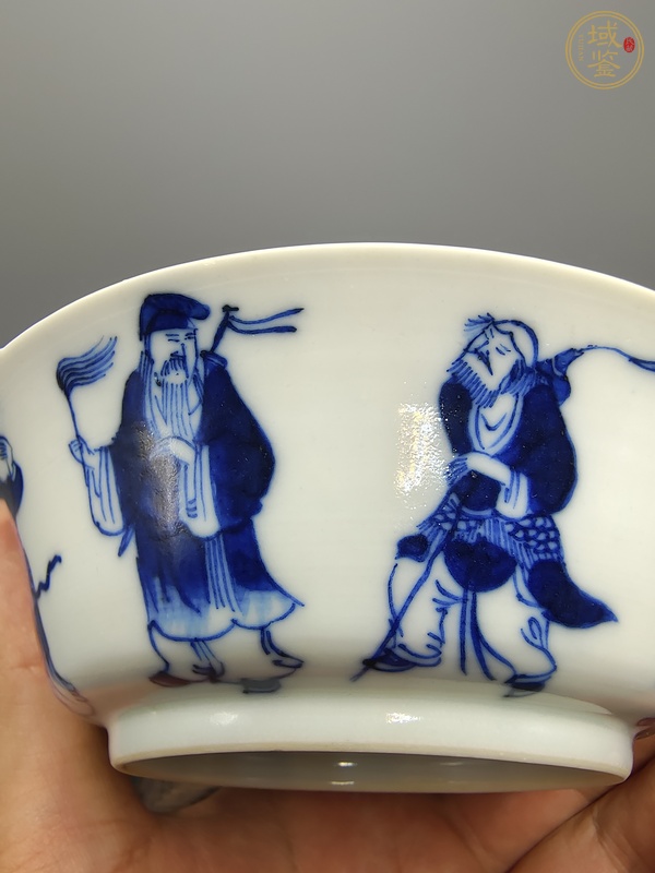 古玩陶瓷青花八仙人物紋茶碗真品鑒賞圖