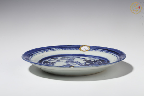 古玩陶瓷清中·青花山水風(fēng)景紋盤真品鑒賞圖