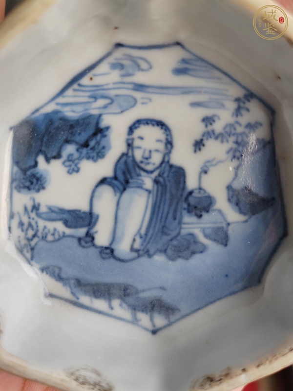 古玩陶瓷人物紋青花洗真品鑒賞圖