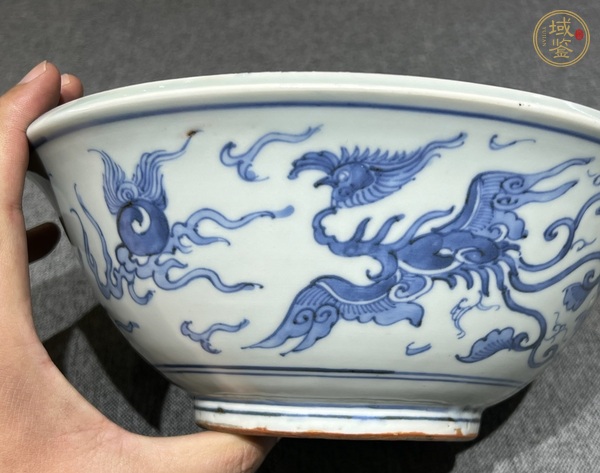 古玩陶瓷鳳紋青花碗真品鑒賞圖