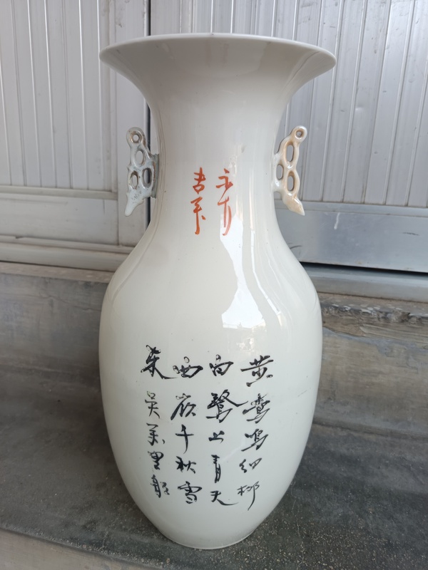 古玩陶瓷花鳥紋雙耳瓶拍賣，當(dāng)前價(jià)格198元