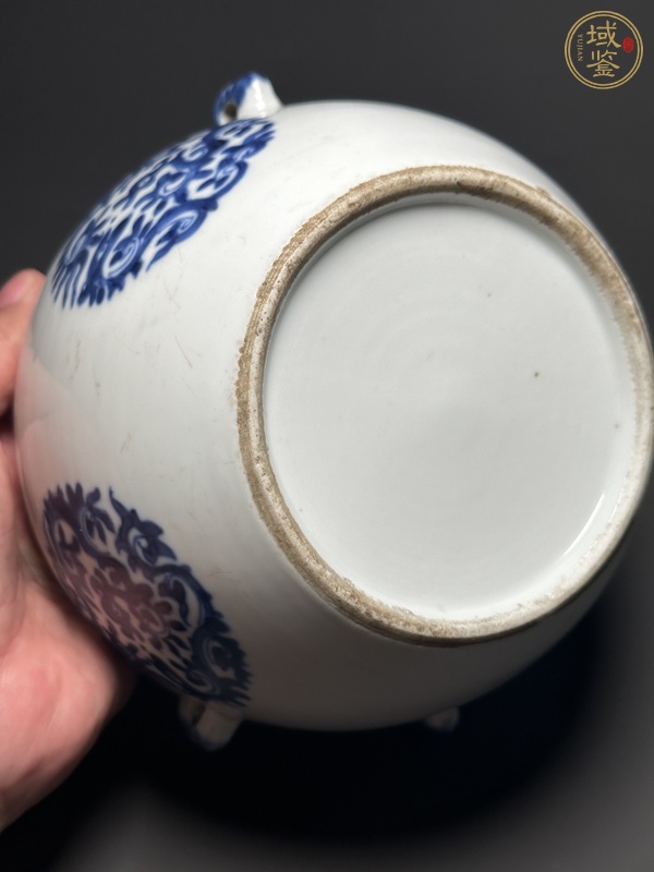 古玩陶瓷青花團花粥罐真品鑒賞圖