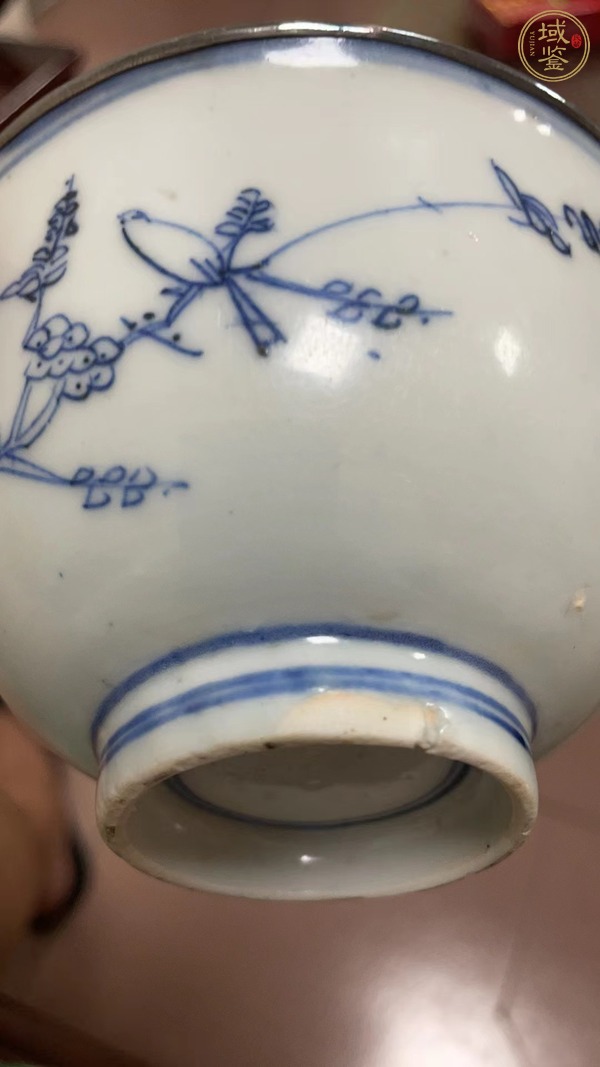 古玩陶瓷晚明鐵線描青花碗真品鑒賞圖