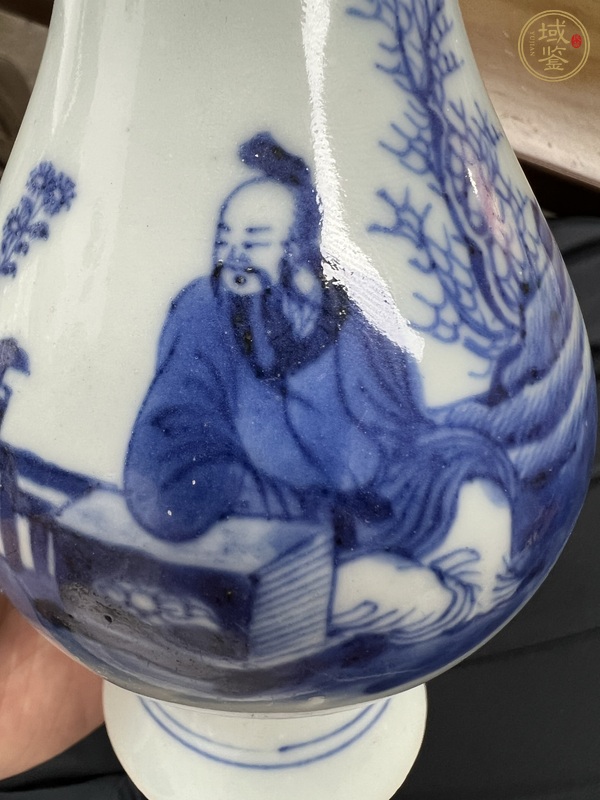 古玩陶瓷青花愛(ài)菊?qǐng)D小琵琶尊，疑似復(fù)窯真品鑒賞圖