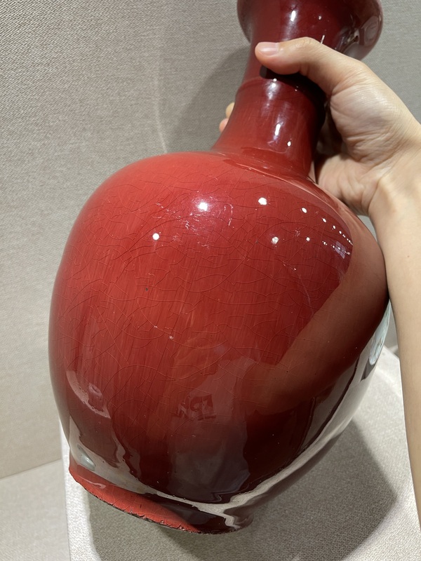 古玩陶瓷清代中期郎窯紅洗口瓶拍賣,當前價格68888元