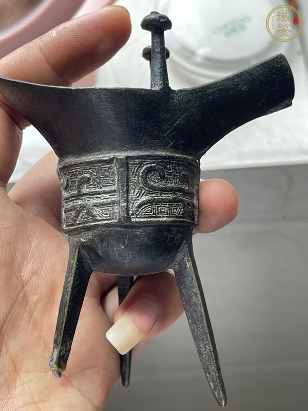 古玩銅器爵杯真品鑒賞圖