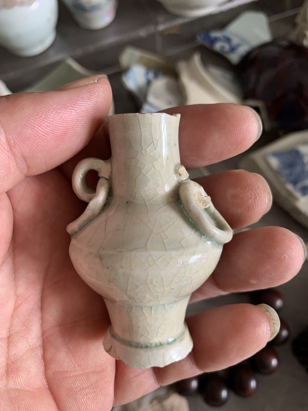 古玩轉(zhuǎn)賣湖田窯雙環(huán)耳瓶標(biāo)本拍賣,當(dāng)前價(jià)格450元