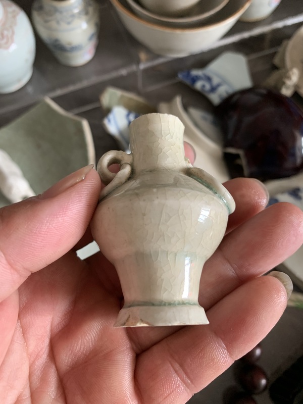 古玩陶瓷湖田窯雙環耳瓶標本拍賣，當前價格5000元
