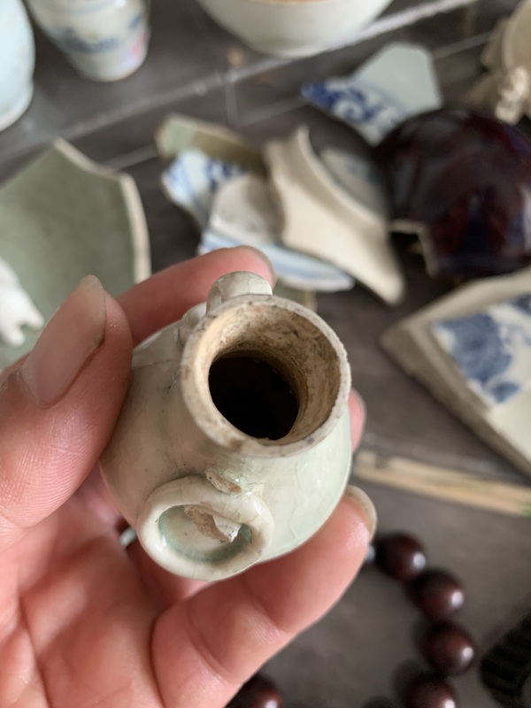 古玩陶瓷湖田窯雙環耳瓶標本拍賣，當前價格5000元