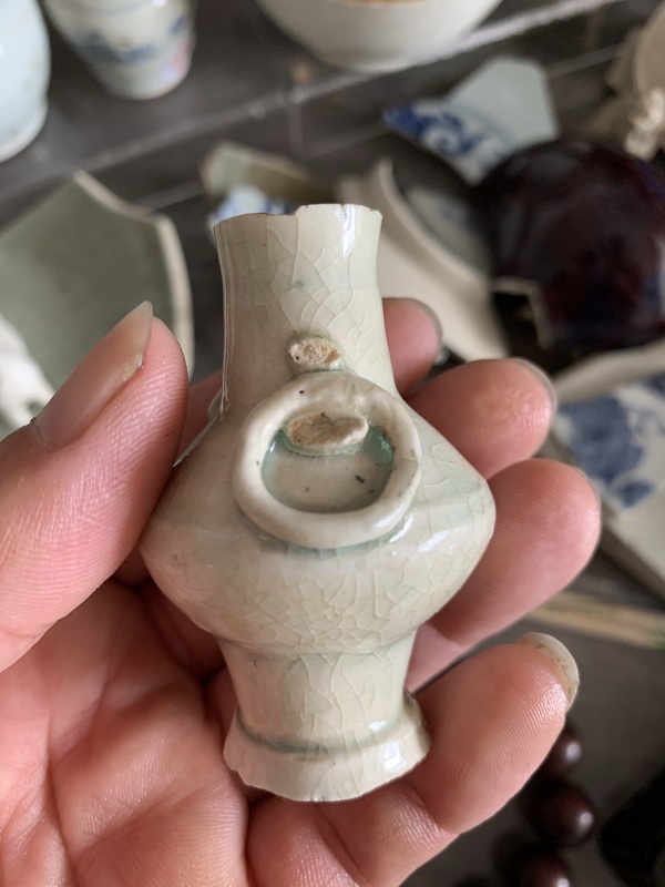 古玩陶瓷湖田窯雙環耳瓶標本拍賣，當前價格5000元