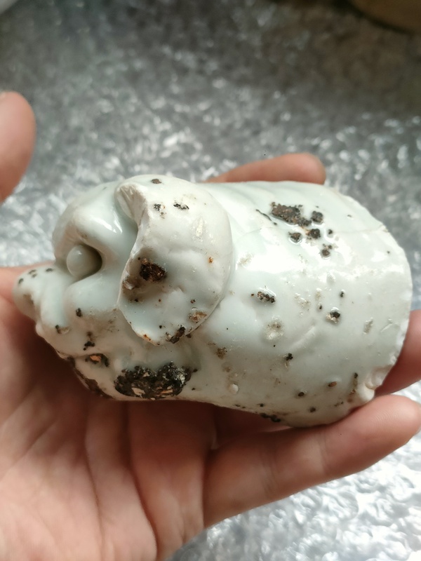 古玩陶瓷景德鎮(zhèn)青白釉獅子頭標(biāo)本(湖田窯瓷塑)拍賣，當(dāng)前價(jià)格800元