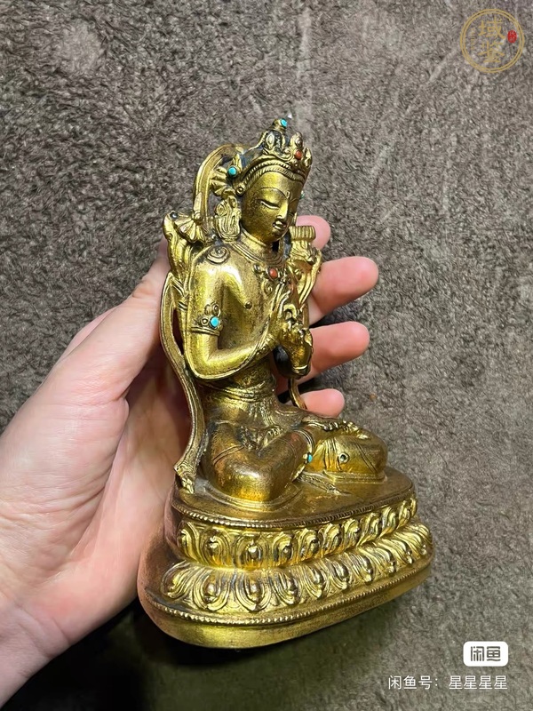 古玩銅器文殊菩薩真品鑒賞圖