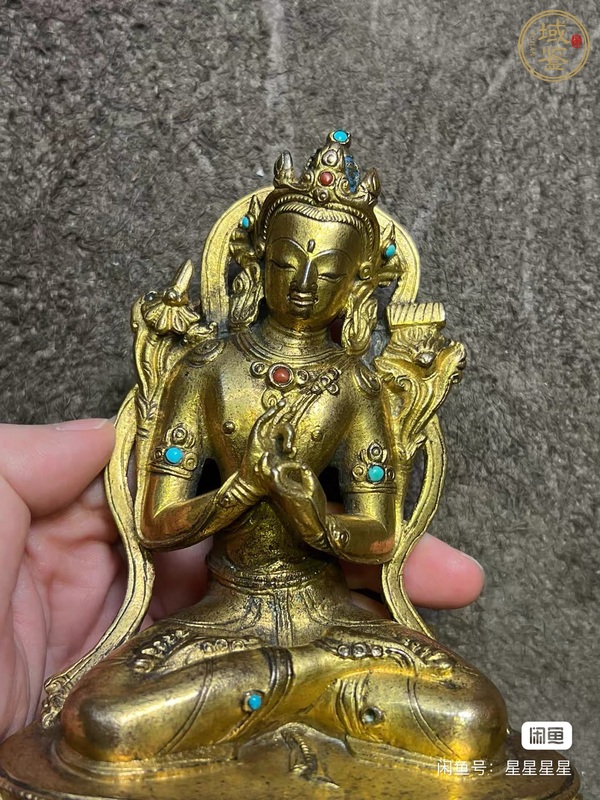 古玩銅器文殊菩薩真品鑒賞圖