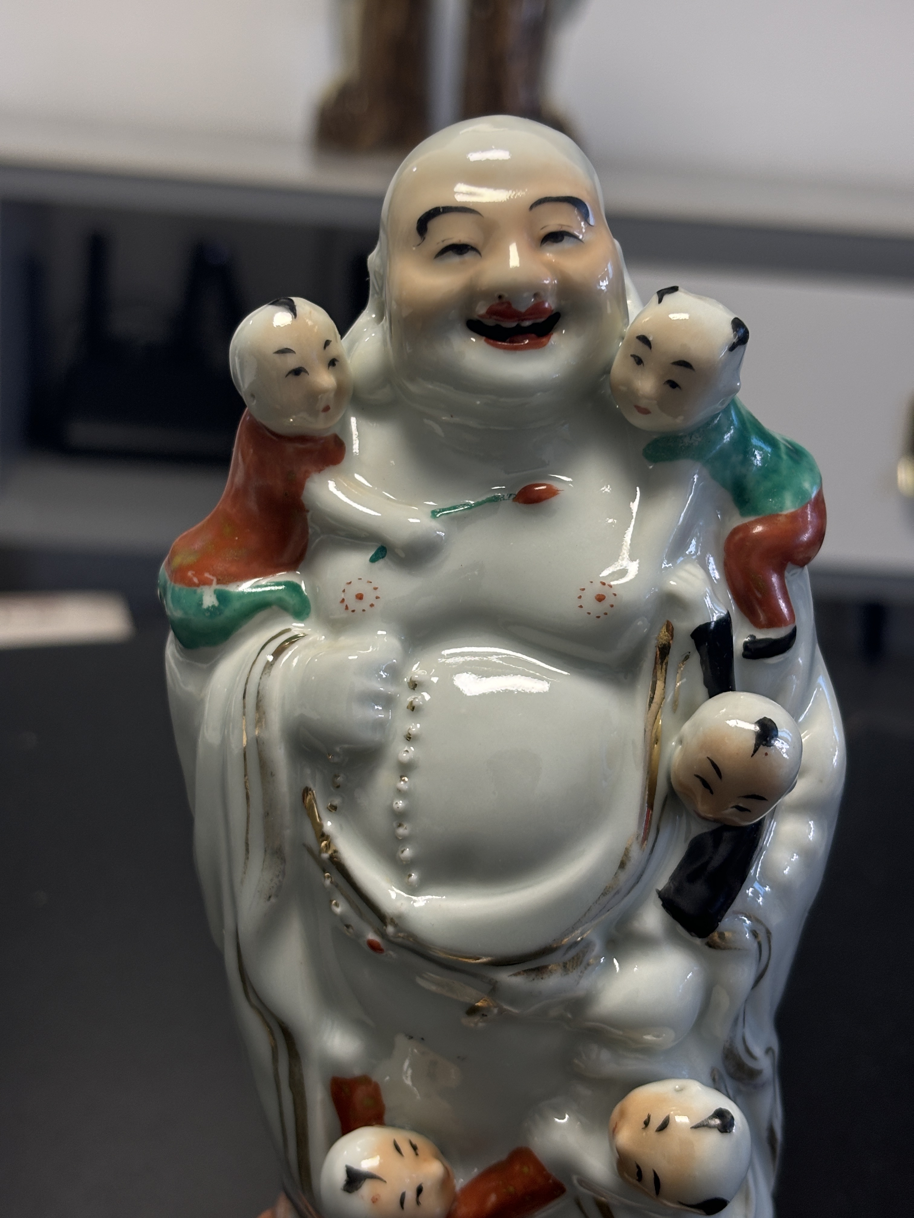 良質  域鉴古玩】民国洪仪昇粉彩五子登科弥勒佛摆件鉴定结果_民国 工芸品