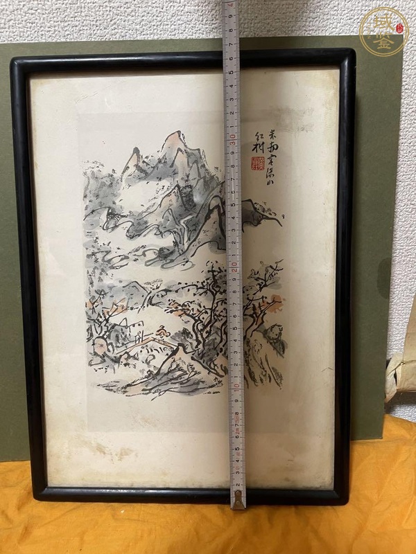 古玩字畫山水（帶鏡框）真品鑒賞圖