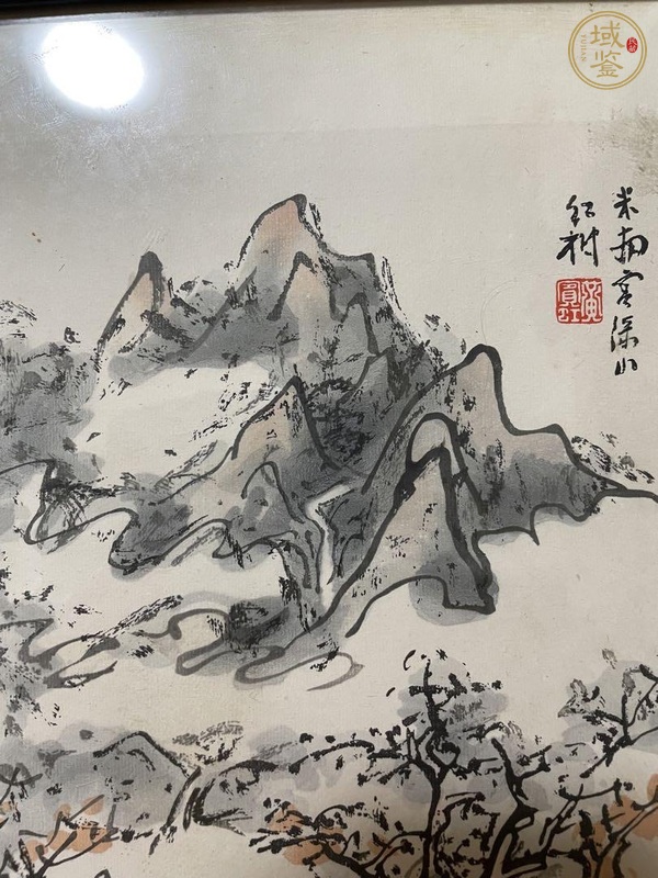 古玩字畫山水（帶鏡框）真品鑒賞圖