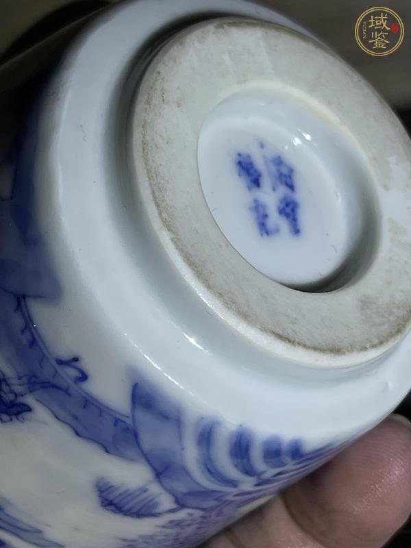 古玩陶瓷青花漁樵耕讀圖茶杯真品鑒賞圖