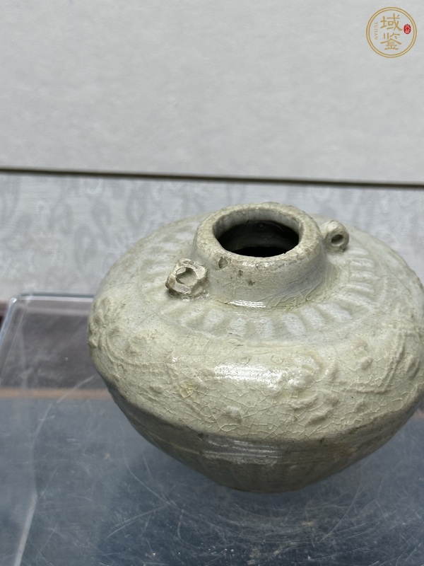 古玩陶瓷印花雙系水盂真品鑒賞圖