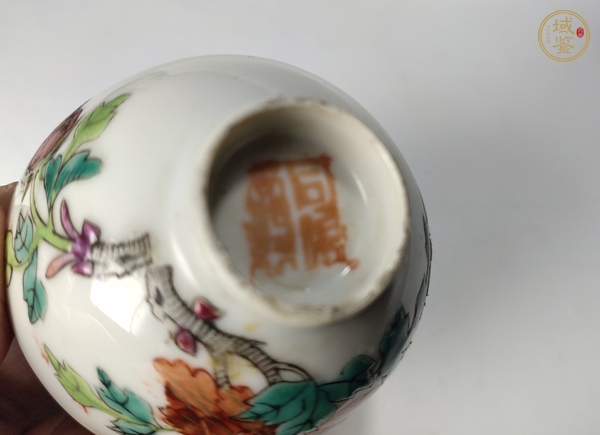 古玩陶瓷粉彩一品富貴圖茶杯真品鑒賞圖