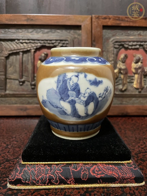 古玩陶瓷醬地開創(chuàng)青花罐真品鑒賞圖