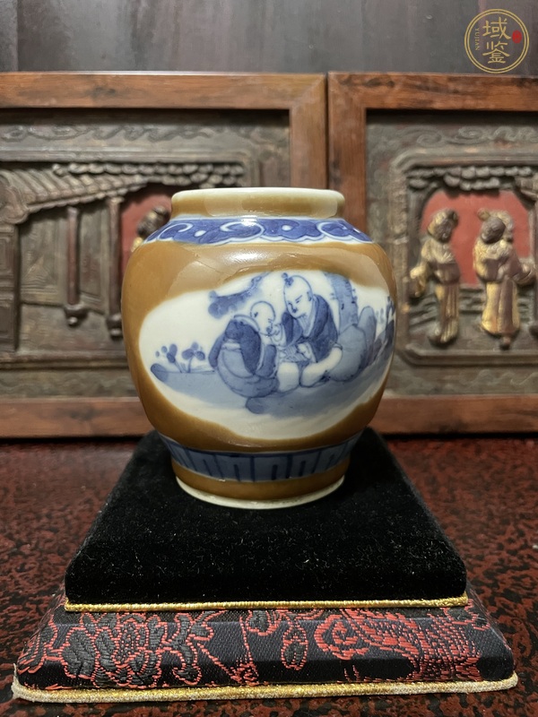 古玩陶瓷醬地開創(chuàng)青花罐真品鑒賞圖