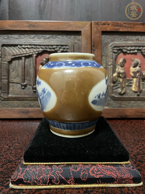 古玩陶瓷醬地開創(chuàng)青花罐真品鑒賞圖